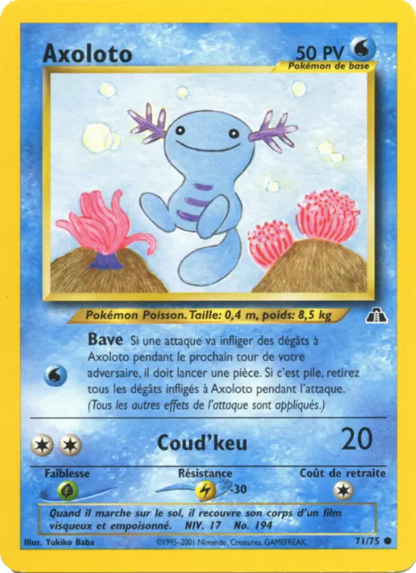 Scan HD carte Pokémon Axoloto 71/75 — Neo Discovery