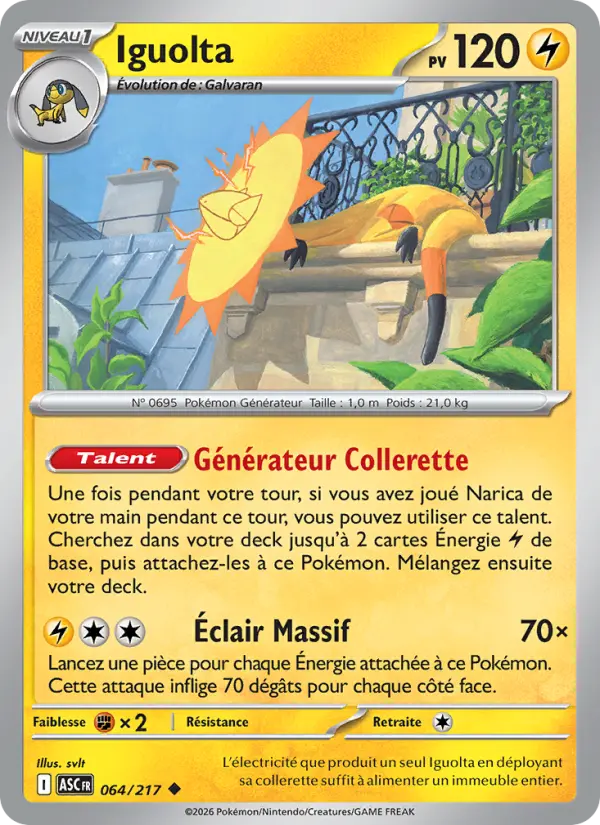 Scan HD carte Pokémon Iguolta 064/217 — Héros Transcendants