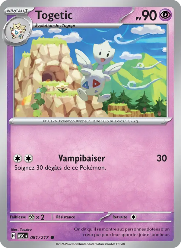 Scan HD carte Pokémon Togetic 081/217 — Héros Transcendants