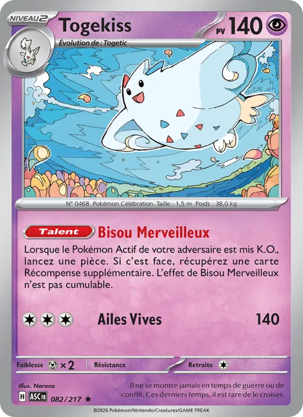 Scan HD carte Pokémon Togekiss 082/217 — Héros Transcendants