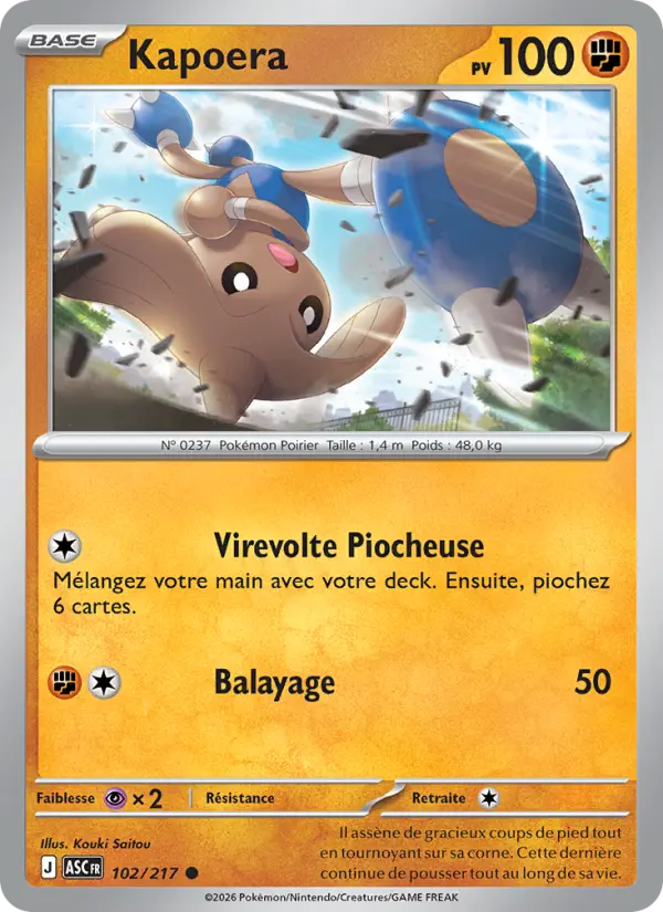 Scan HD carte Pokémon Kapoera 102/217 — Héros Transcendants
