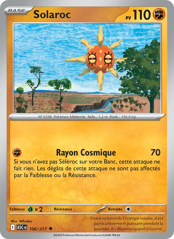 Scan HD carte Pokémon Solaroc 106/217 — Héros Transcendants