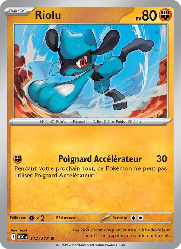 Scan HD carte Pokémon Riolu 112/217 — Héros Transcendants