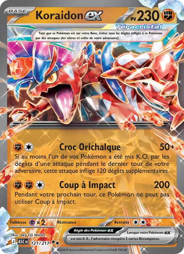 Scan HD carte Pokémon Koraidon-ex 121/217 — Héros Transcendants