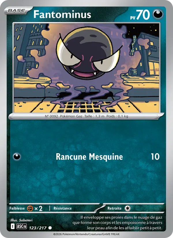 Scan HD carte Pokémon Fantominus 123/217 — Héros Transcendants
