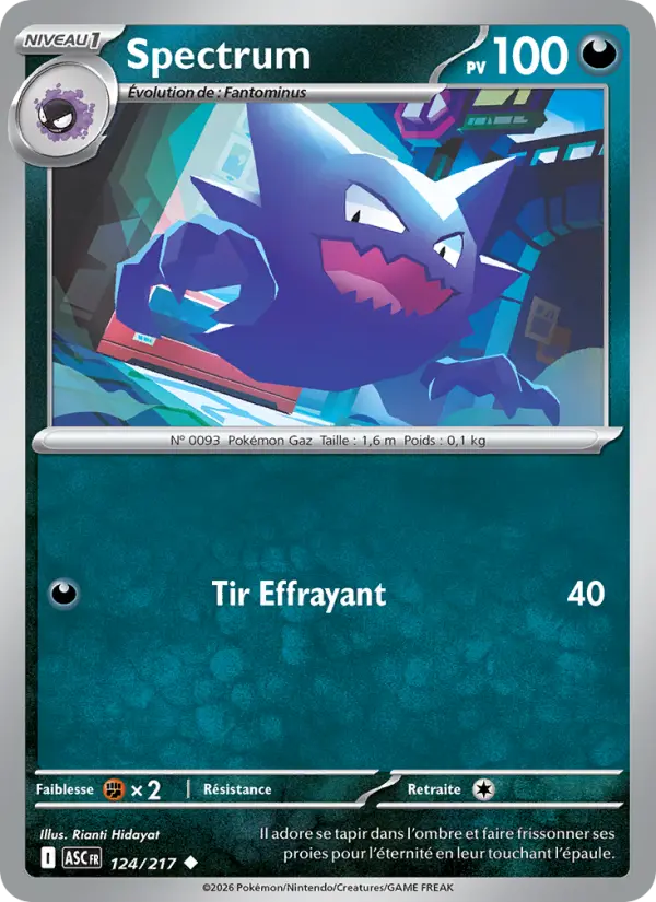 Scan HD carte Pokémon Spectrum 124/217 — Héros Transcendants
