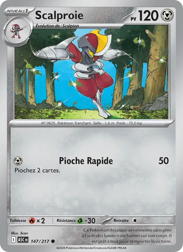 Scan HD carte Pokémon Scalproie 147/217 — Héros Transcendants