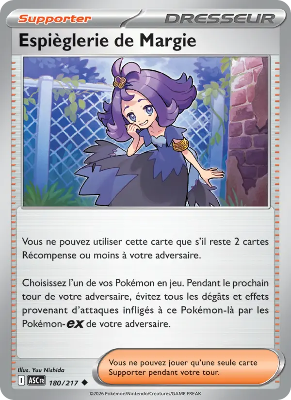 Scan HD carte Pokémon Espièglerie de Margie 180/217 — Héros Transcendants