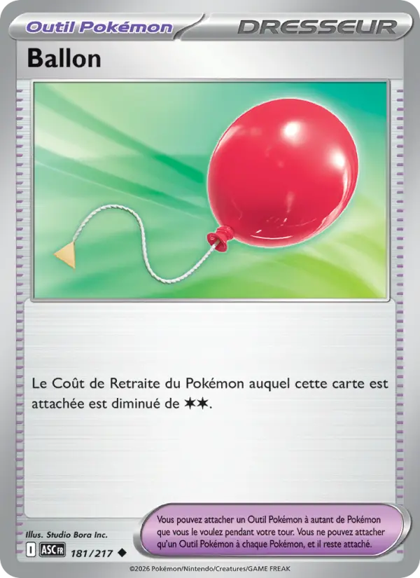 Scan HD carte Pokémon Ballon 181/217 — Héros Transcendants