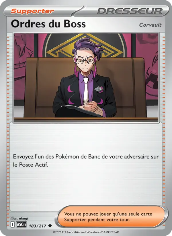 Scan HD carte Pokémon Ordres du Boss 183/217 — Héros Transcendants