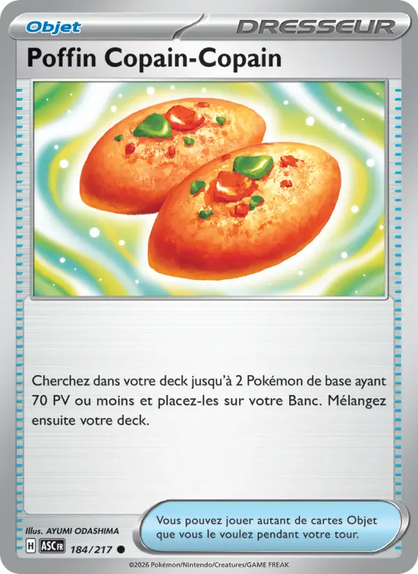 Scan HD carte Pokémon Poffin Copain-Copain 184/217 — Héros Transcendants