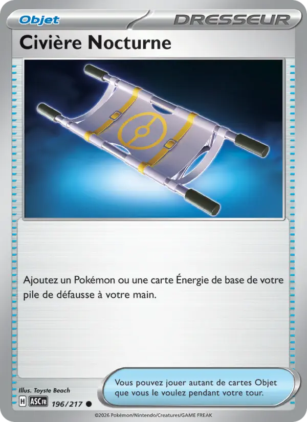 Scan HD carte Pokémon Civière Nocturne 196/217 — Héros Transcendants