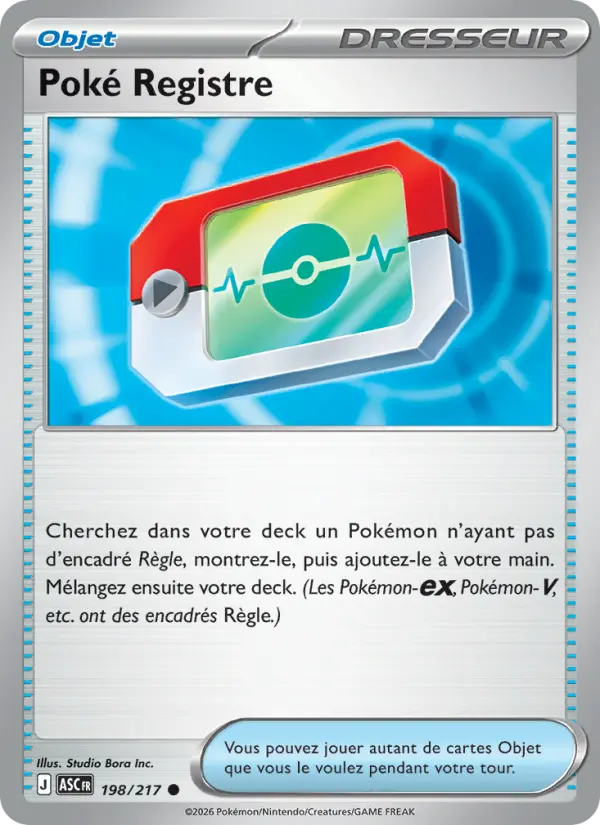 Scan HD carte Pokémon Poké Registre 198/217 — Héros Transcendants