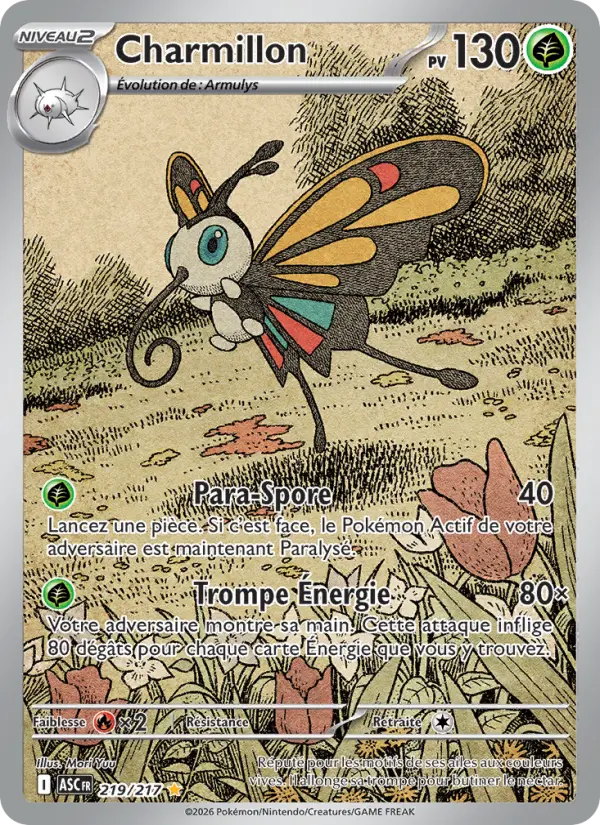 Scan HD carte Pokémon Charmillon 219/217 — Héros Transcendants