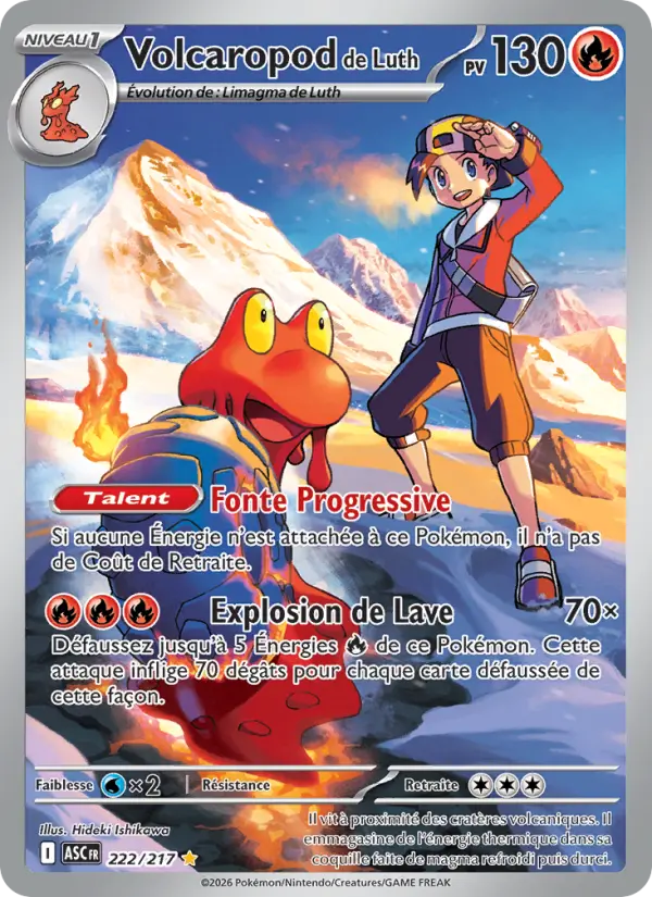 Scan HD carte Pokémon Volcaropod de Luth 222/217 — Héros Transcendants