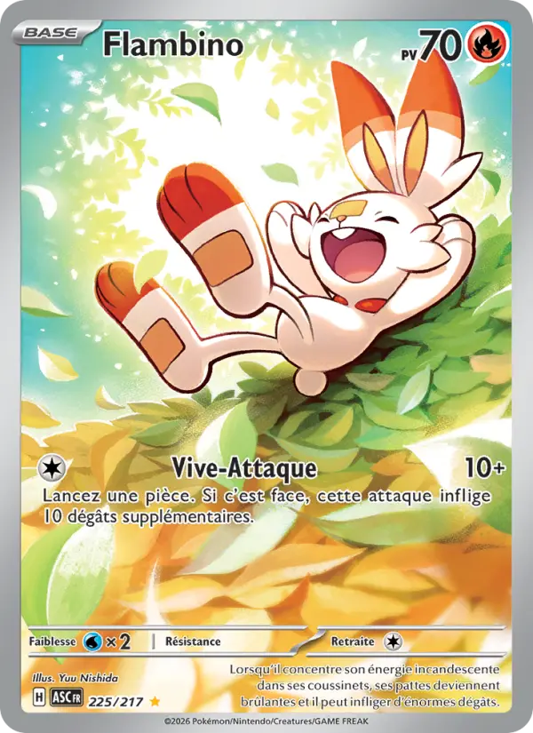 Scan HD carte Pokémon Flambino 225/217 — Héros Transcendants