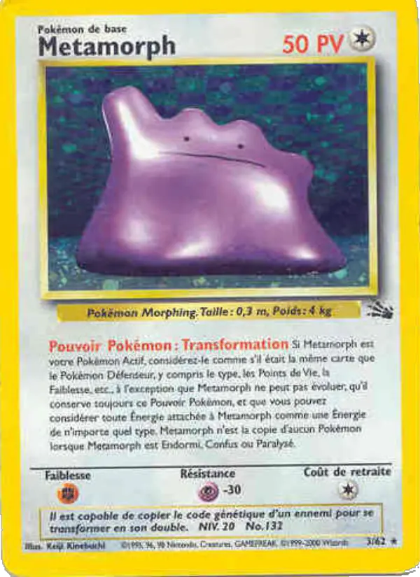 Scan HD carte Pokémon Metamorph 3/62 — Fossile
