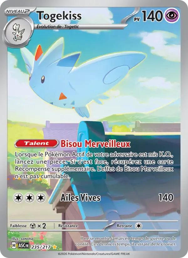 Scan HD carte Pokémon Togekiss 235/217 — Héros Transcendants