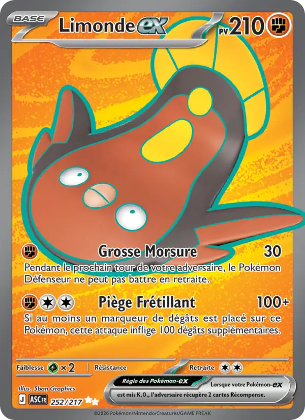 Scan HD carte Pokémon Limonde-ex 252/217 — Héros Transcendants