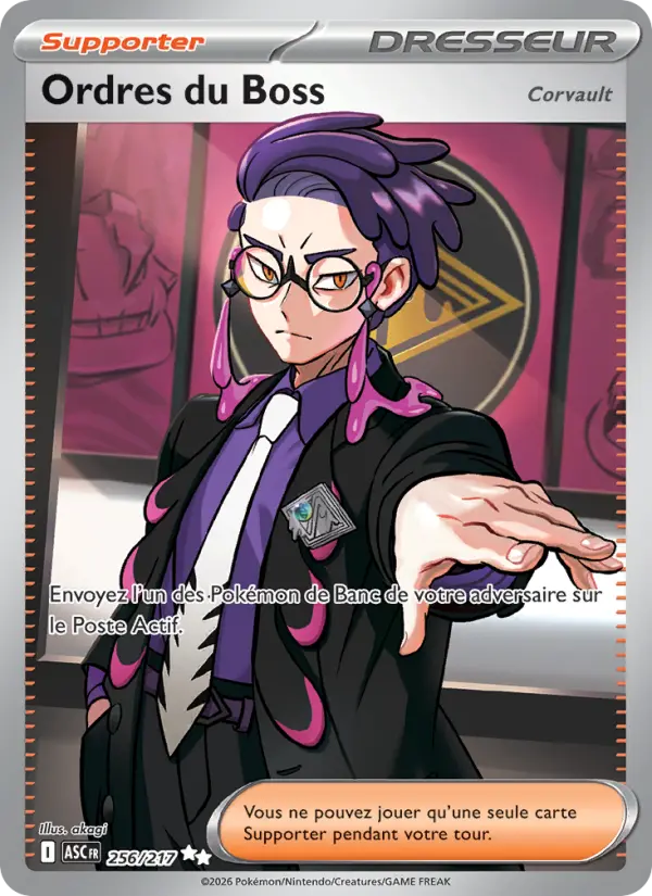 Scan HD carte Pokémon Ordres du Boss 256/217 — Héros Transcendants