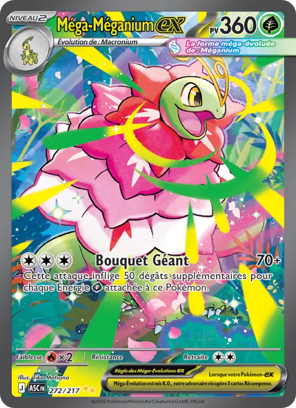 Scan HD carte Pokémon Méga-Méganium-ex 272/217 — Héros Transcendants
