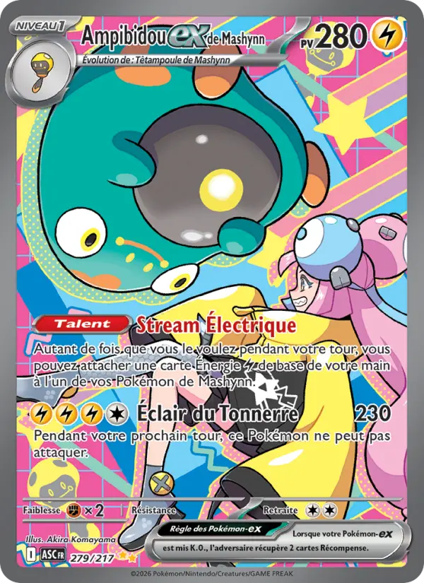 Scan HD carte Pokémon Ampibidou-ex de Mashynn 279/217 — Héros Transcendants
