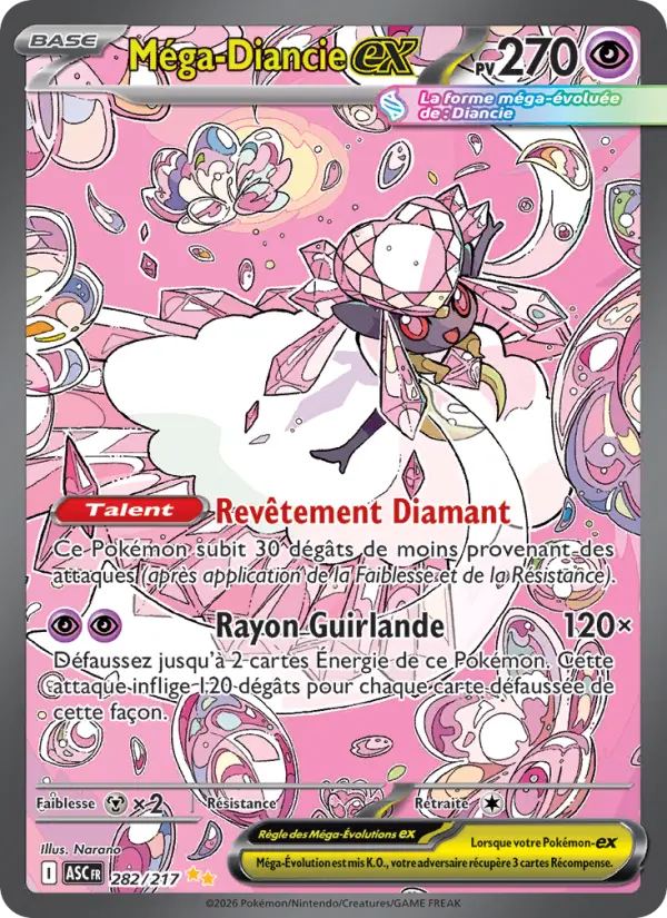 Scan HD carte Pokémon Méga-Diancie-ex 282/217 — Héros Transcendants