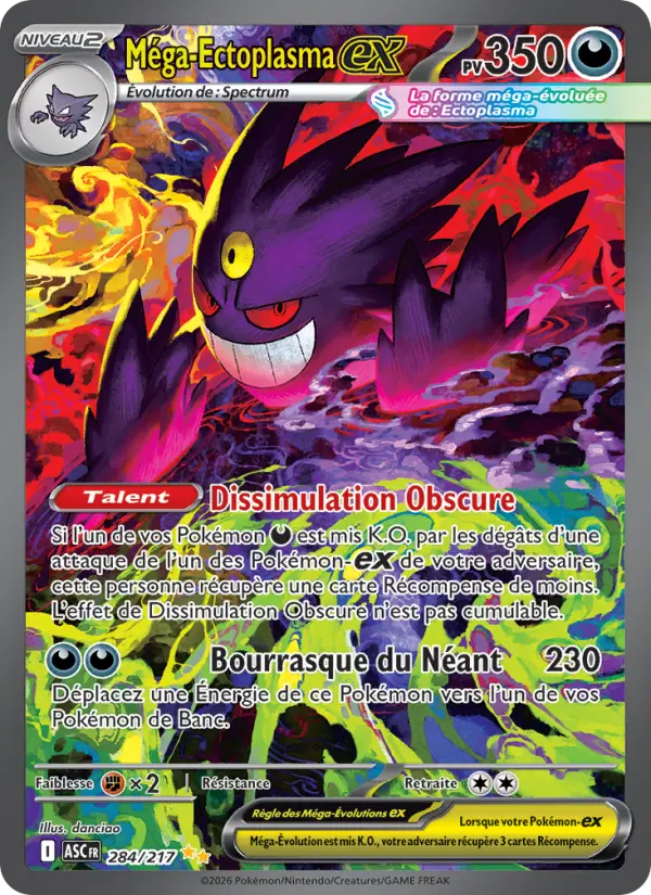 Scan HD carte Pokémon Méga-Ectoplasma-ex 284/217 — Héros Transcendants
