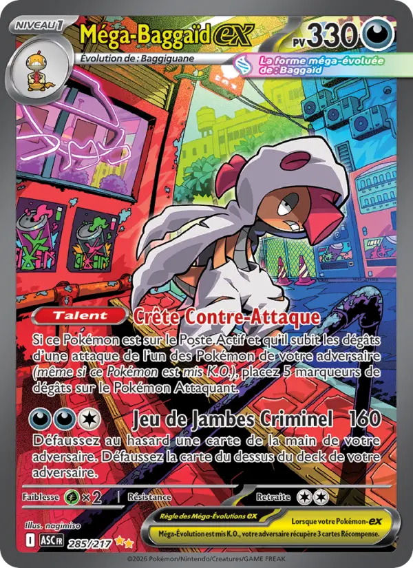 Scan HD carte Pokémon Méga-Baggaïd-ex 285/217 — Héros Transcendants