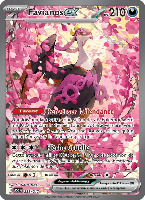 Scan HD carte Pokémon Favianos-ex 288/217 — Héros Transcendants