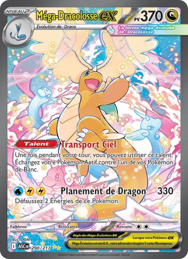 Scan HD carte Pokémon Méga-Dracolosse-ex 290/217 — Héros Transcendants