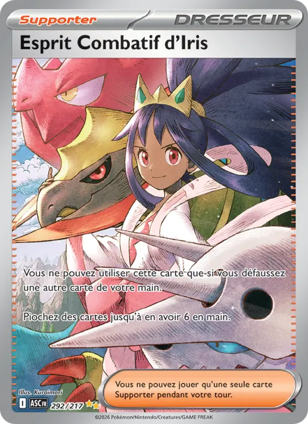 Scan HD carte Pokémon Esprit Combatif d'Iris 292/217 — Héros Transcendants