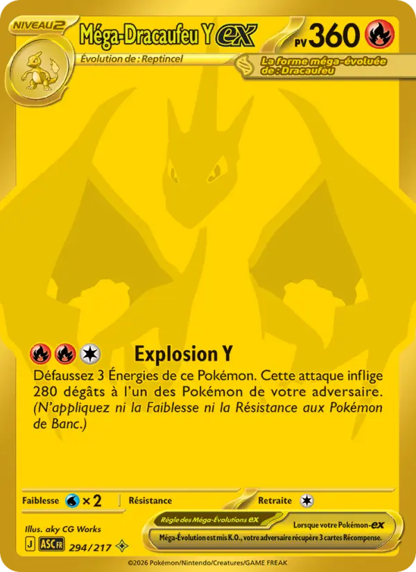 Scan HD carte Pokémon Méga-Dracaufeu Y-ex 294/217 — Héros Transcendants