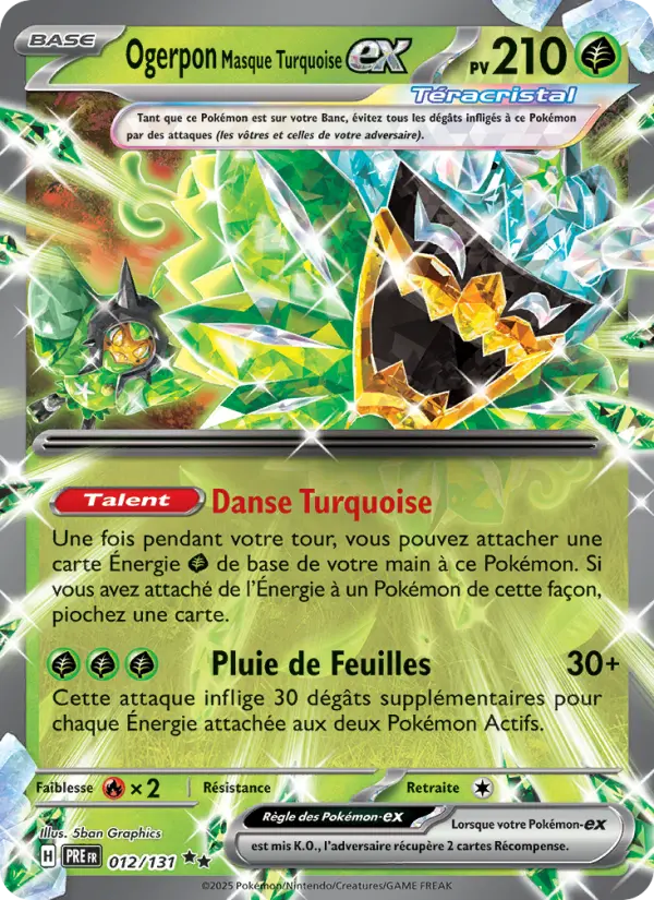 Scan HD carte Pokémon Ogerpon Masque Turquoise-ex 012/131 — Évolutions Prismatiques