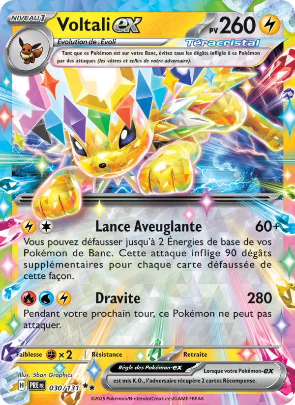 Scan HD carte Pokémon Voltali-ex 030/131 — Évolutions Prismatiques