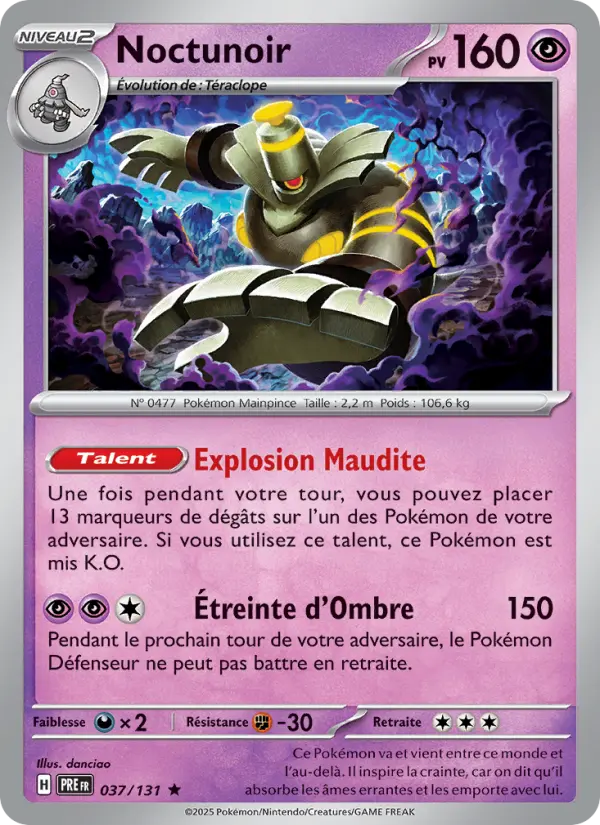 Scan HD carte Pokémon Noctunoir 037/131 — Évolutions Prismatiques