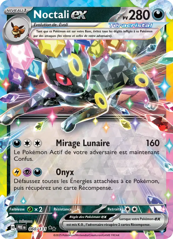 Scan HD carte Pokémon Noctali-ex 060/131 — Évolutions Prismatiques