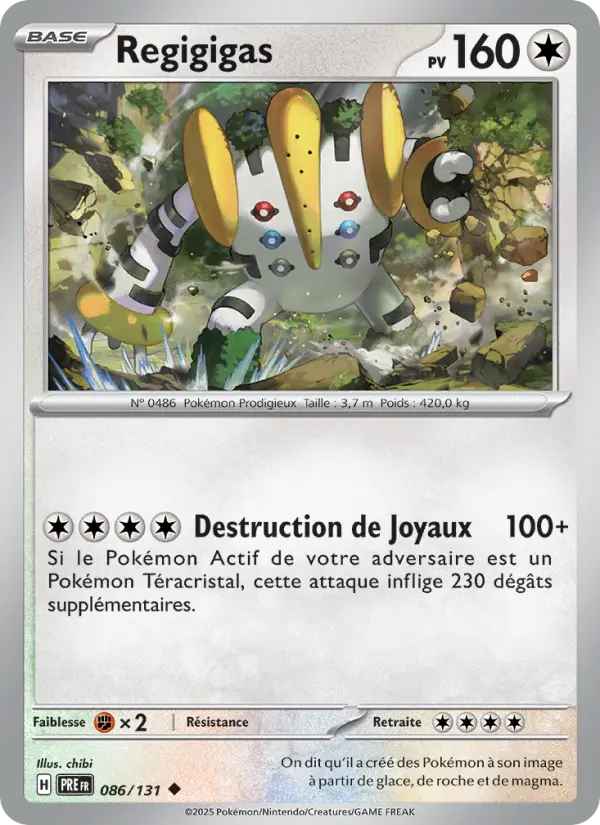 Scan HD carte Pokémon Regigigas 086/131 — Évolutions Prismatiques