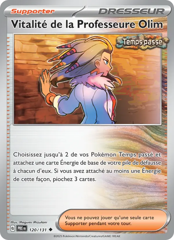 Scan HD carte Pokémon Vitalité de la Professeure Olim 120/131 — Évolutions Prismatiques