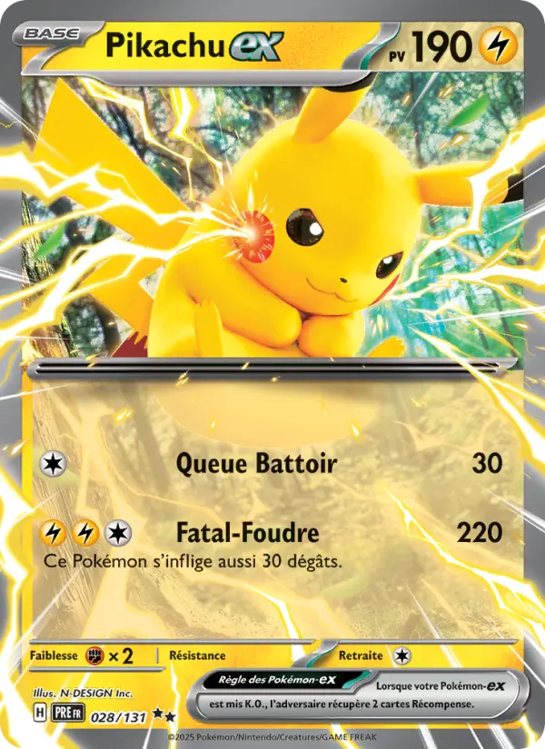 Scan HD carte Pokémon Pikachu-ex 028/131 — Évolutions Prismatiques