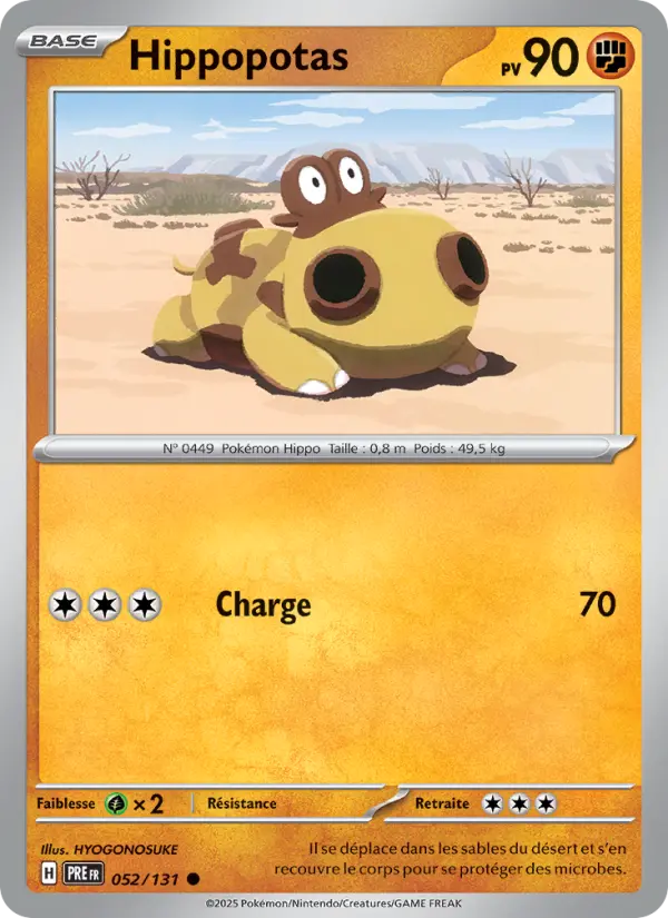 Scan HD carte Pokémon Hippopotas 052/131 — Évolutions Prismatiques