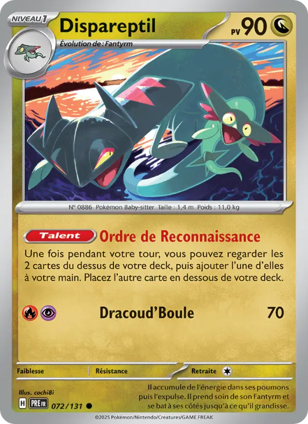 Scan HD carte Pokémon Dispareptil 072/131 — Évolutions Prismatiques