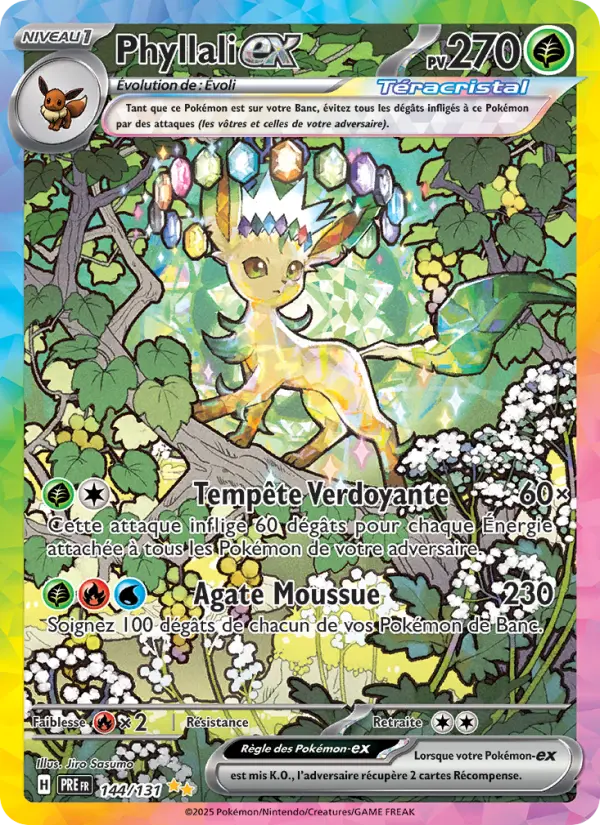 Scan HD carte Pokémon Phyllali-ex 144/131 — Évolutions Prismatiques