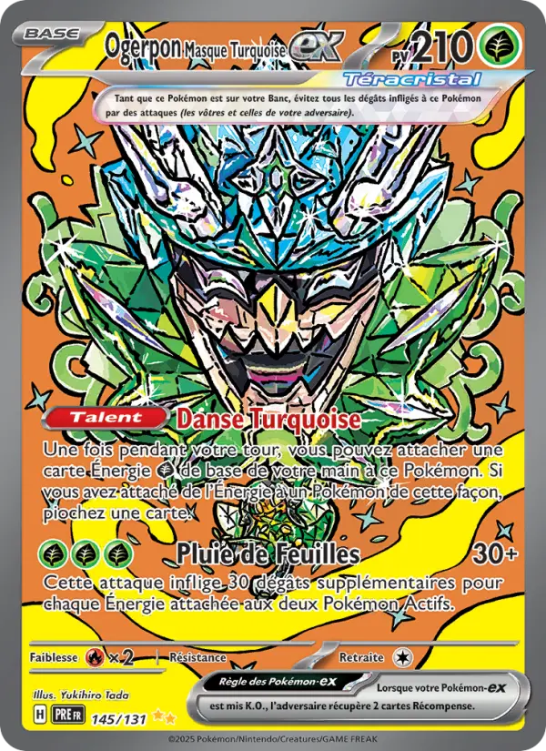 Scan HD carte Pokémon Ogerpon Masque Turquoise-ex 145/131 — Évolutions Prismatiques