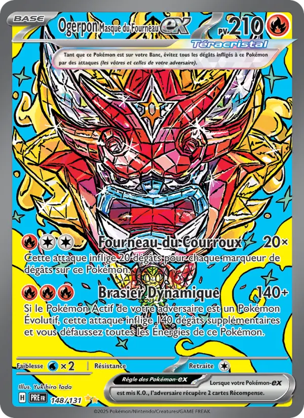 Scan HD carte Pokémon Ogerpon Masque du Fourneau-ex 148/131 — Évolutions Prismatiques