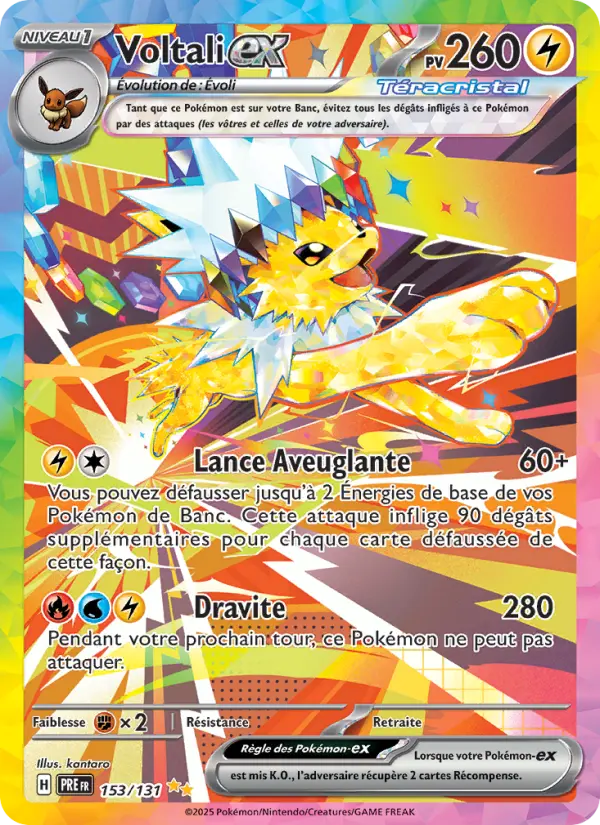 Scan HD carte Pokémon Voltali-ex 153/131 — Évolutions Prismatiques