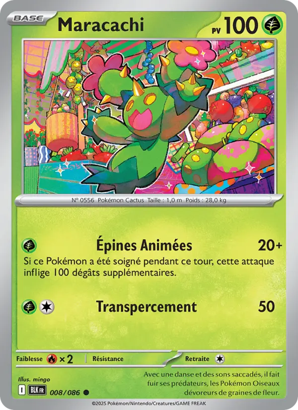 Scan HD carte Pokémon Maracachi 008/86 — Foudre Noire