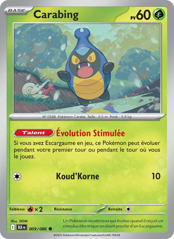 Scan HD carte Pokémon Carabing 009/86 — Foudre Noire