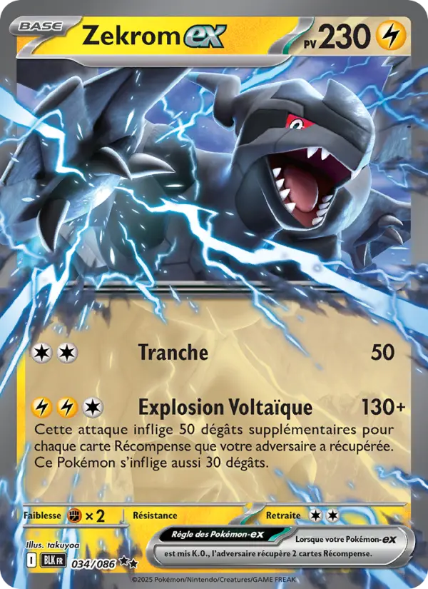 Scan HD carte Pokémon Zekrom-ex 034/86 — Foudre Noire