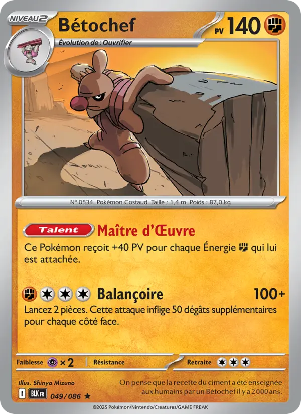 Scan HD carte Pokémon Bétochef 049/86 — Foudre Noire